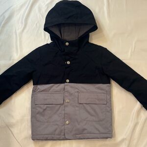 The Children's Place Kids 5T Color-Block Black and Gray Hood Snap-Button Jacket